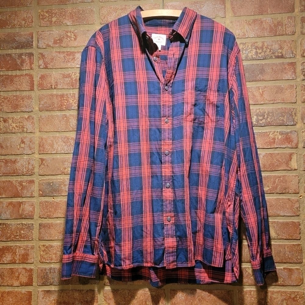 Brooks Brothers Red Fleece mens plaid button up shirt size XL